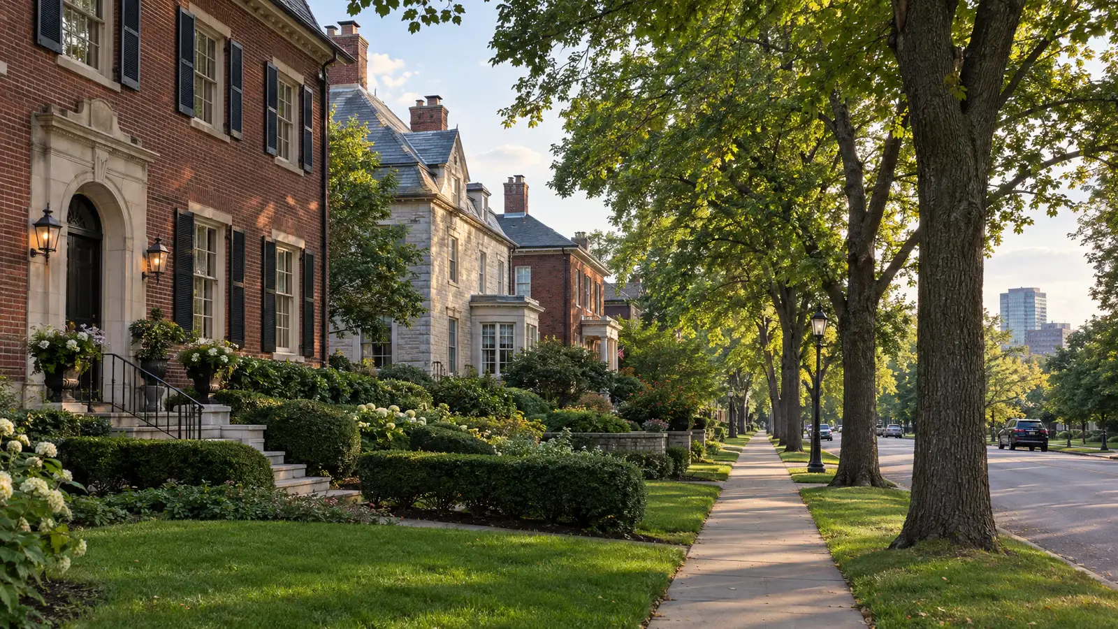 A neighborhood scene from Clayton, MO