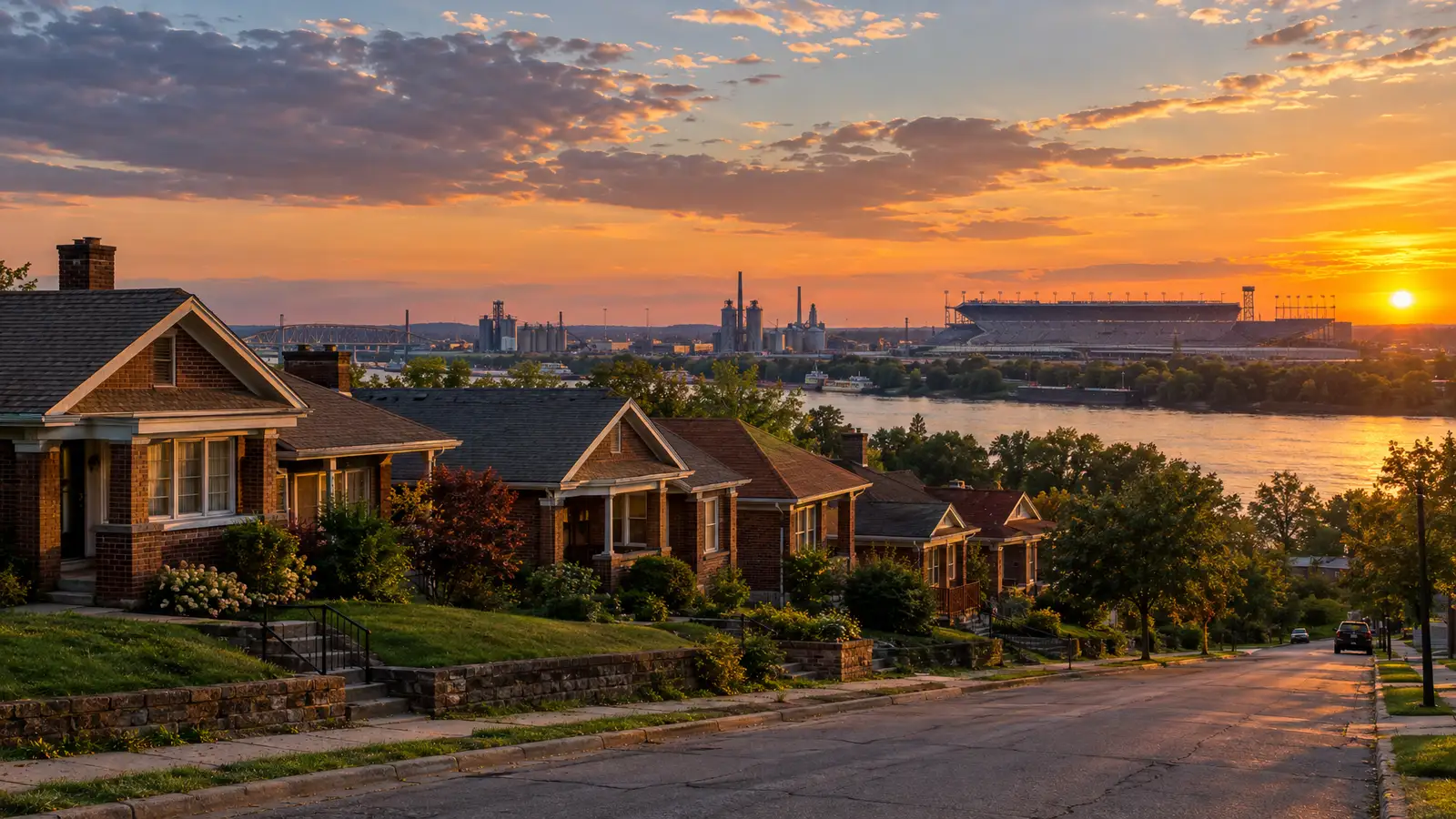 A neighborhood scene from Madison, IL